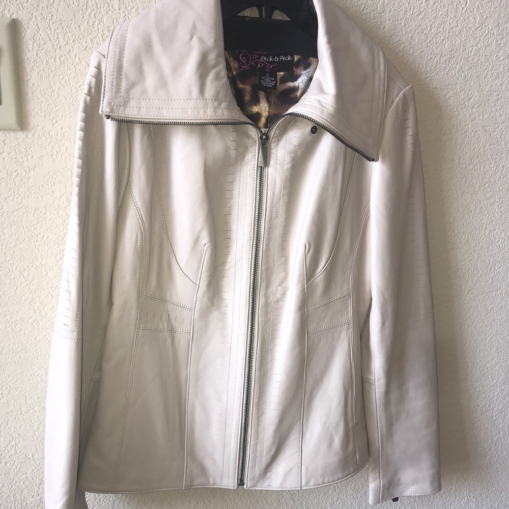 Peck&Peck Leather Jacket Blazer Size Small